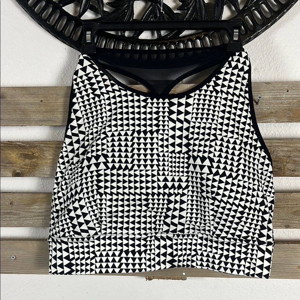 Black and White Geometric Sports Bra by Sports Illustrated-New!